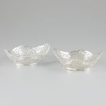 2-piece set of puff pastry / choux baskets silver.