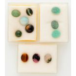 Lot of 11 various natural gemstones including, among other things, amazonite, rhodonite and tiger's