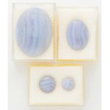 Lot of 4 cabochon cut natural chalcedony.