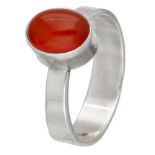 Sterling silver ring with red agate by Danish designer N.E. From.
