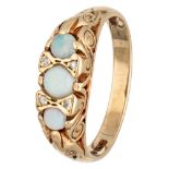 English BLA 9K. yellow gold ring set with approx. 0.30 ct. precious opal.