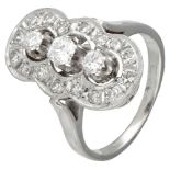 14K. white gold Art Deco dinner ring set with approx. 0.63 ct. diamond.
