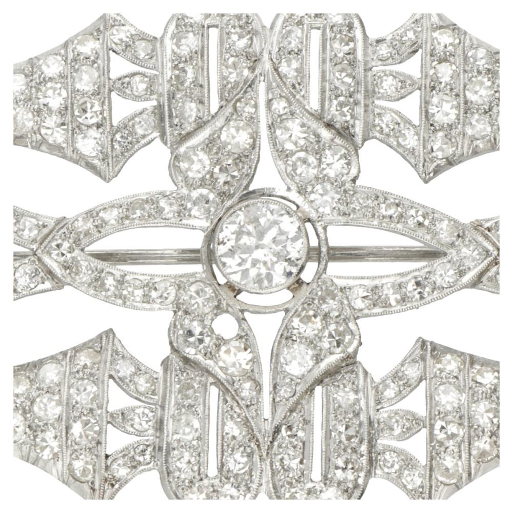 Pt 900 platinum Art Deco brooch set with approx. 11.30 ct. diamond. - Image 4 of 6