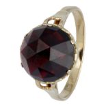 Vintage 14K. yellow gold ring set with approx. 7.40 ct. garnet.