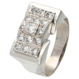 Retro Pt 950 platinum tank ring set with approx. 0.90 ct. diamond.