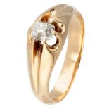 BLA 10K. rose gold stirrup ring set with approx. 0.44 ct. diamond.