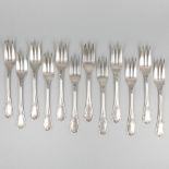 12-piece set of cake / pastry forks Christofle, model Marly silver-plated.