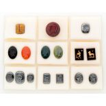Lot of 16 various natural gemstones with intaglios.