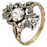 Vintage 18K. yellow gold/835 silver ring set with rose cut diamonds.