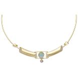 18K. Yellow gold vintage Italian necklace set with opal.