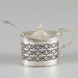 Mustard pot with spoon, silver.