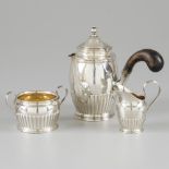 3-piece set chocolate jug and creamer set silver.