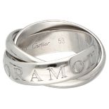 Les Must de Cartier 18K. white gold 'Or, Amour et Trinity' ring.