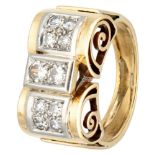 Retro 14K. yellow gold tank ring set with approx. 0.45 ct. diamond.