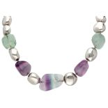 Sterling silver necklace set with fluorite.