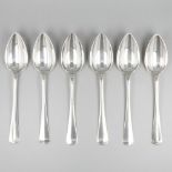 6-piece set dinner spoons "Haags Lofje" silver.