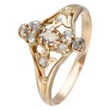 14K. Rose gold antique ring set with rose cut diamond.
