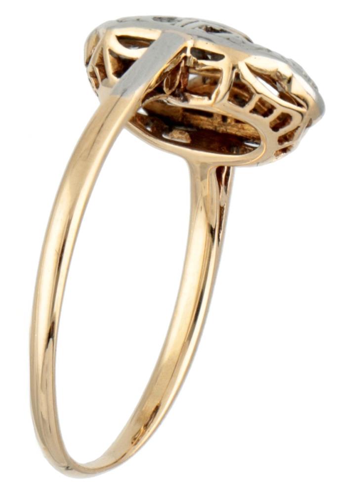 14K. Yellow gold / Pt 900 platinum Art Deco ring set with approx. 0.14 ct. diamond. - Image 2 of 3