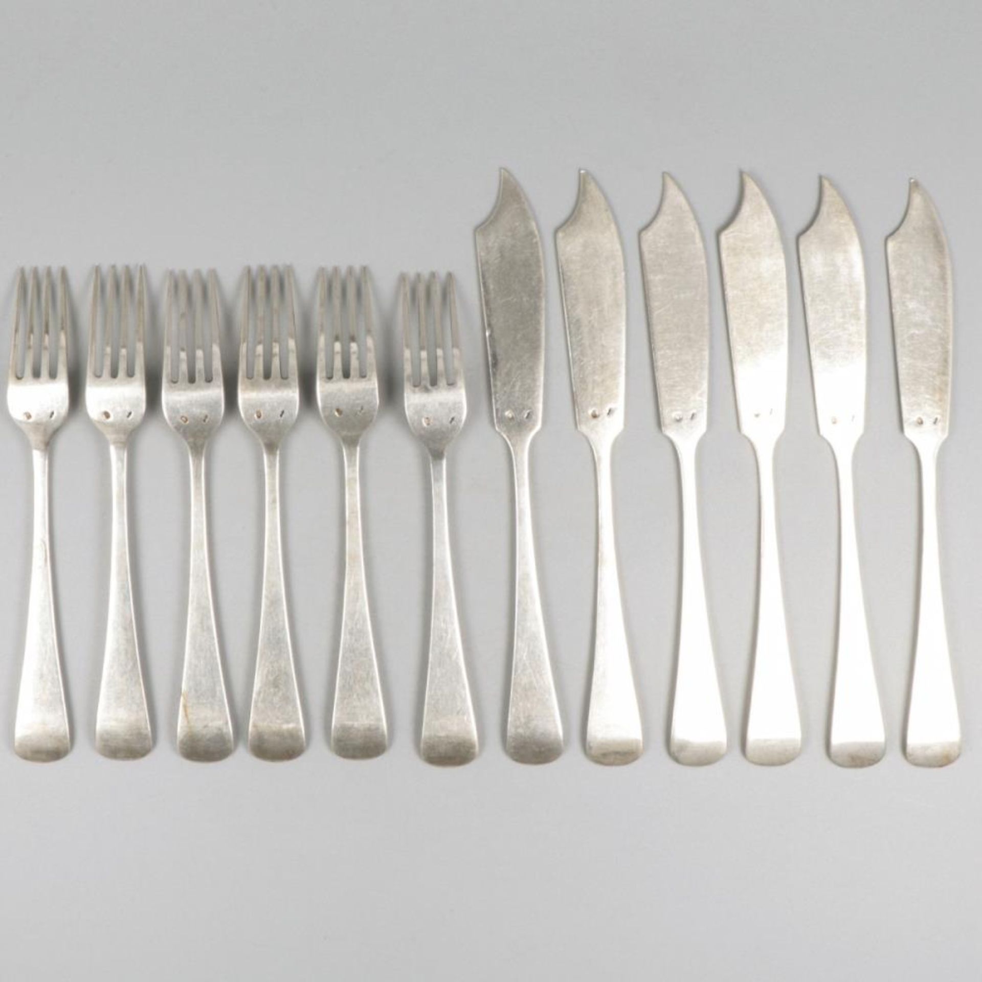 12-piece set of silver fish cutlery. - Image 2 of 10