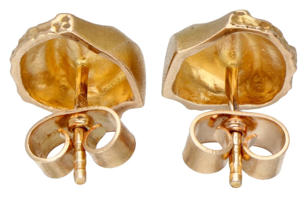 14K. Yellow gold ear studs by Finnish designer Björn Weckström for Lapponia. - Image 2 of 3