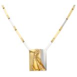 Finnish design 14K. yellow gold / Pt 950 platinum 'Helios' necklace by Björn Weckström for Lapponia.