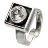 Swedish design sterling silver Alton ring set with rock crystal.