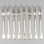 8-piece set seafood forks Christofle, model Marly, silver-plated.