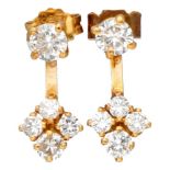 14K. Yellow gold earrings set with approx. 1.02 ct. diamond.