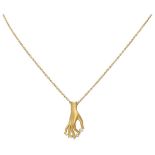 18K. Yellow gold Carrera y Carrera 'Las Manos' necklace with pendant set with approx. 0.06 ct. diamo