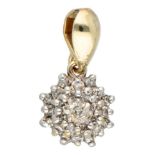 14K. Bicolor gold pendant set with approx. 0.125 ct. diamond.