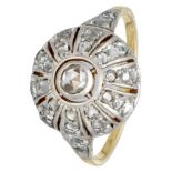 Vintage 14K. yellow gold / Pt 900 platinum ring set with rose cut diamonds.