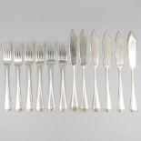 12-piece set of silver fish cutlery.