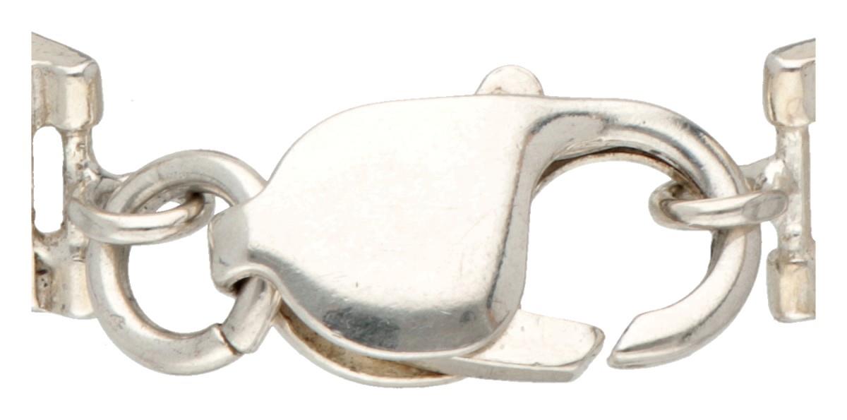 Sterling silver set of necklace, bracelet and earclips with meander motif by Scandinavian designer V - Image 7 of 8