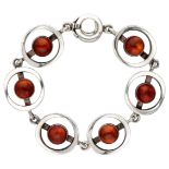 Sterling silver bracelet with amber by Danish designer N.E. From.