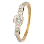 Edwardian 18K. yellow gold and Pt 950 platinum ring set with approx. 0.04 ct. diamond.