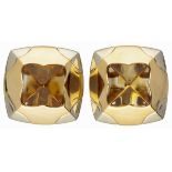 Bvlgari 18K. bicolor gold 'Pyramid' earclips set with citrine.