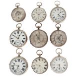 Lot silver English pocket watches - Men's pocket watches.