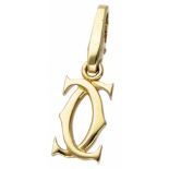 Double C de Cartier 18K. yellow gold logo pendant.