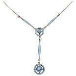 Silver necklace and Jugendstil Depose pendant presumably by Hermann & Speck, set with blue stone and