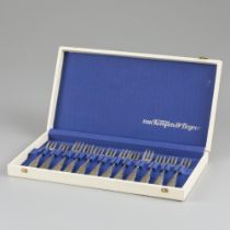 12-piece set of silver pastry forks.