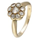 14K. Yellow gold antique cluster ring set with diamond.