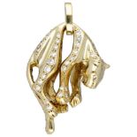 18K. Yellow gold pendant in the shape of a hanging panther set with approx. 0.72 ct. diamond.