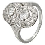 Art Deco Pt 850 platinum dinner ring set with approx. 0.65 ct. diamond.