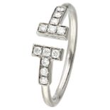 Tiffany & Co. 18K. white gold 'T Wire' ring set with approx. 0.12 ct. diamond.