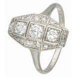 Art Deco 14K. white gold dinner ring set with approx. 0.50 ct. diamond.