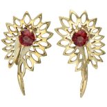 Vintage 14K. yellow gold earrings set with approx. 0.80 ct. garnet.