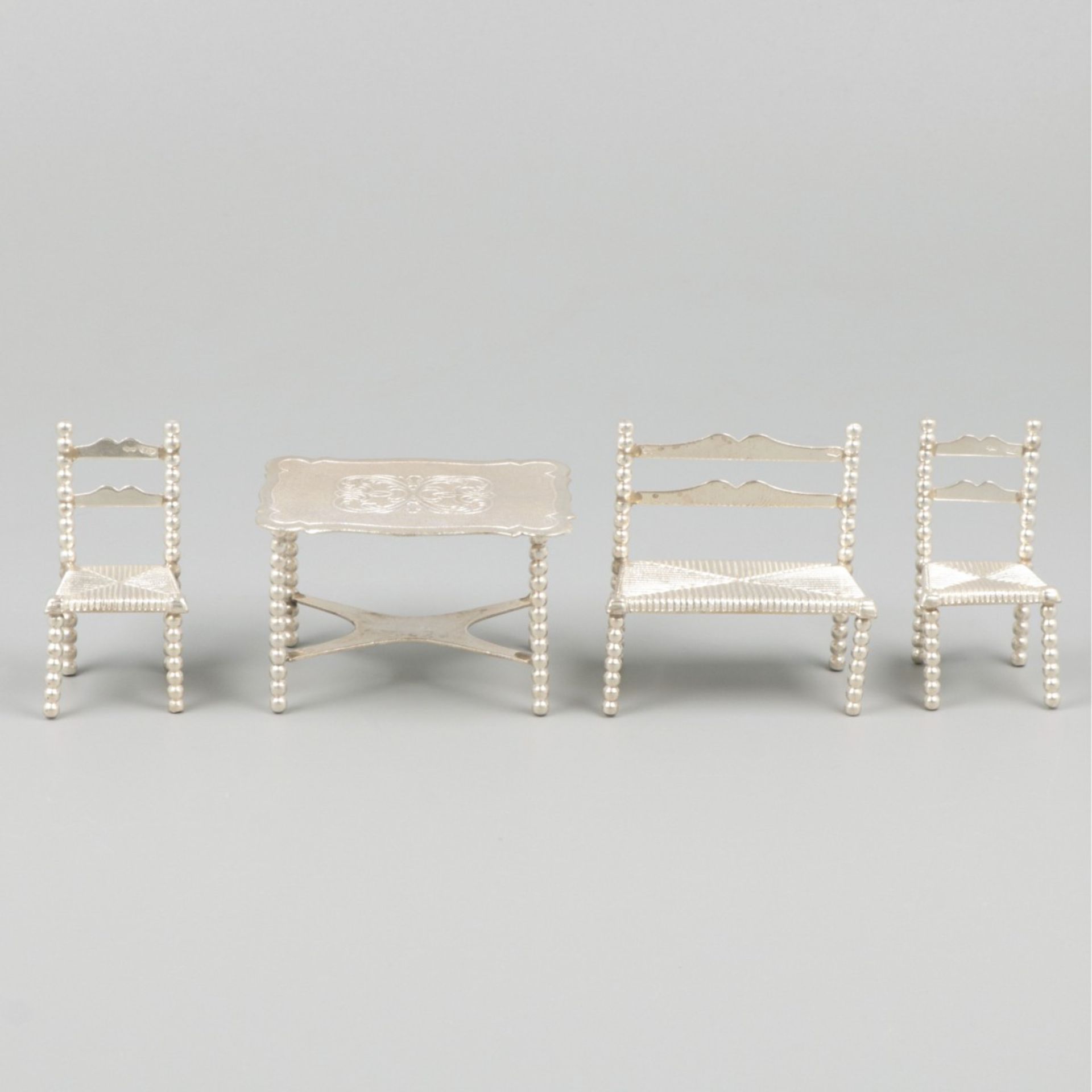 4-piece miniature room furniture silver. - Image 2 of 6