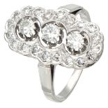 Vintage 14K. white gold dinner ring set with approx. 0.64 ct. diamond.