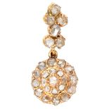 Antique 14K. yellow gold pendant set with rose cut diamonds.