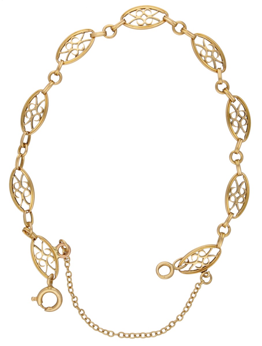 18K. Yellow gold Art Nouveau link bracelet. - Image 2 of 2